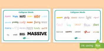 Calligram Words Word Mat Calligram Word Cards