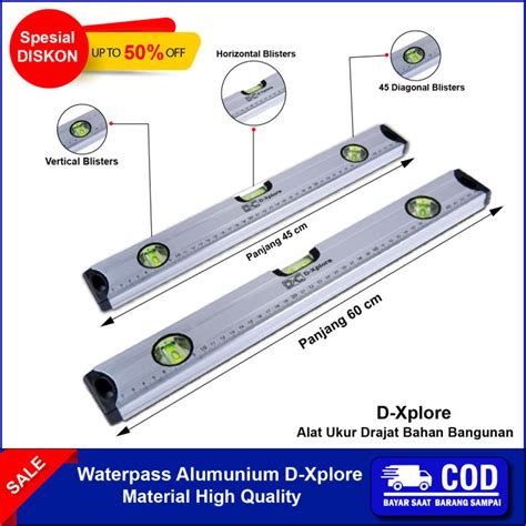 Waterpass Alumunium Allumunium Panjang 45 And 60 Cm D Xpoler Alat Pengukur Kemiringan Drajat