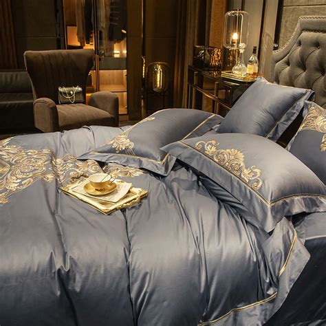 Постельное белье с вышивкой Laperla цвет асфальт