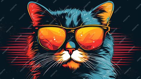 Premium AI Image | hand drawn cartoon cat illustration wearing sunglasses