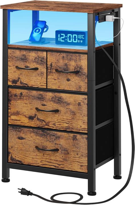 Amazon Furnulem 4 Drawer Night Stand With Charging Station Small