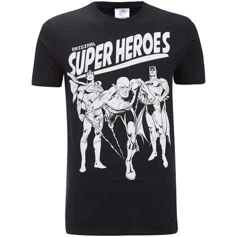 Dc Comics Mens Original Superheroes T Shirt Black Merchandise Zavvi