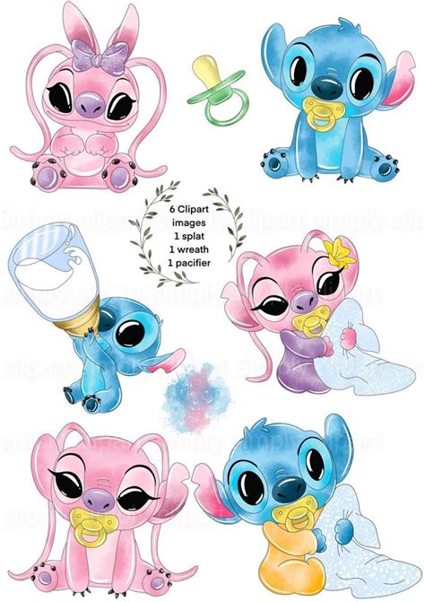 Baby Stitch Clipart Stitch And Angel Baby Shower Stitch Etsy Uk