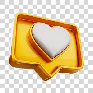 Emoji de Curtida 3D Dourado Coração Branco Elemento PNG