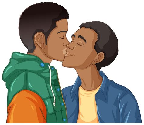 Besos De Dibujos Animados De Pareja Gay Vector Gratis