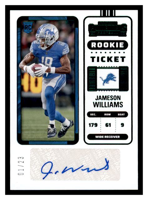 2022 Panini Contenders RC Ticket Auto Green 01 23 Jameson Williams