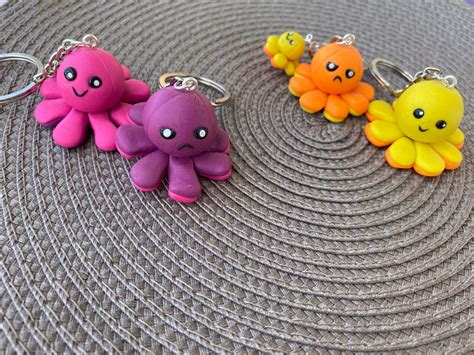 Reversible Octopus Keychains Cute Keychain Matching Etsy