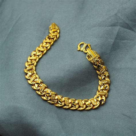 22k Gold Bracelet Men Boy Yellow Gold Bracelet Gold Jewelry Cuban