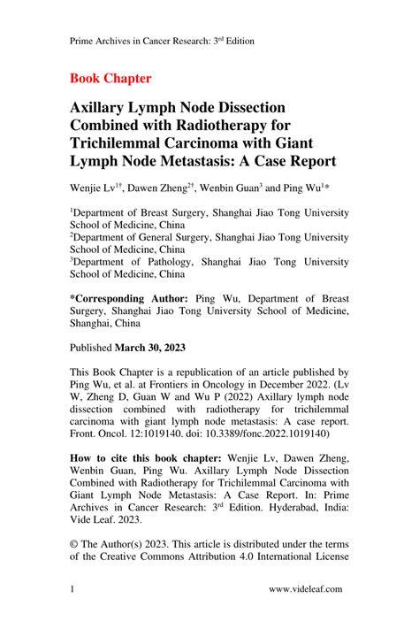 Pdf Axillary Lymph Node Dissection Combined With Radiotherapy For