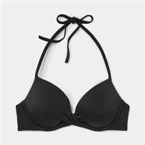 Shade Shore Bikini Swim Top B Cup Black Twist Front Light Lift