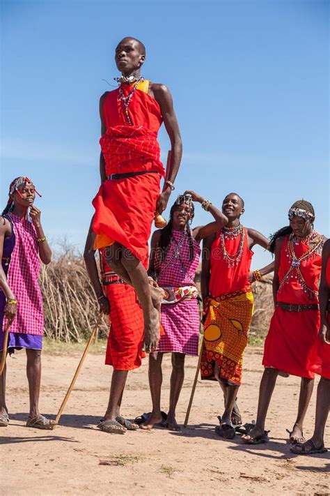 Masai Mara Kenya Africa Feb 12 Masai Warriors Editorial Image