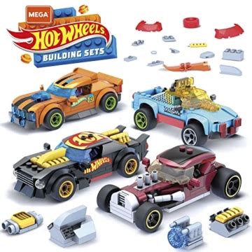 MEGA Construx GVM13 Hot Wheels Rennwagen Spielzeug Set Bauset 485 Teile 4 Fahrzeuge Rally