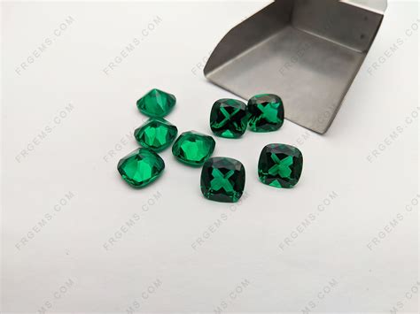 Emerald Green Dark Color Nano Crystal Cushion Shaped 12x12mm Gemstones