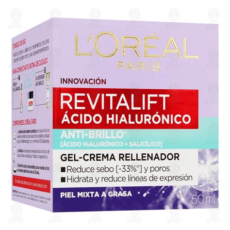 Crema Facial LOreal Revitalift Ácido Hialurónico Anti Brillo 50 ml