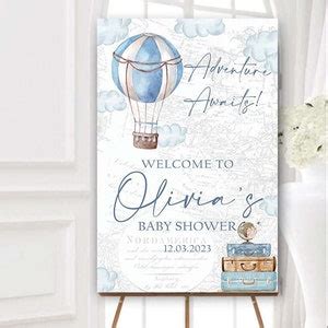 Hot Air Balloon Baby Shower Welcome Sign Hot Air Balloon Etsy