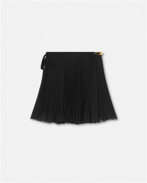 Safety Pin Cover-Up Pleated Skirt | VERSACE