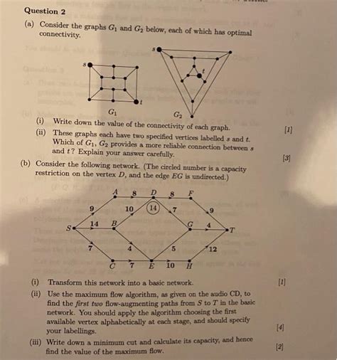 Question 2 (a) Consider the graphs G1 and G2 below, | Chegg.com