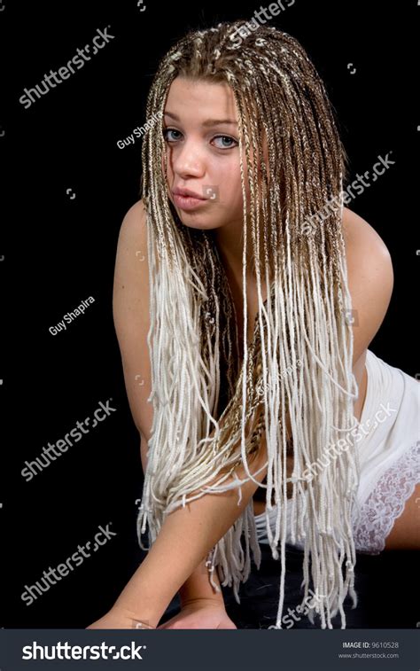 Naked Girl On Black Background Stock Photo 9610528 Shutterstock