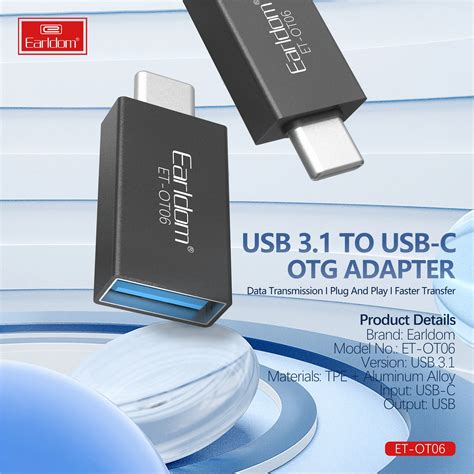 Earldom Et Ot Usb To Usb C Otg Adapter Black Technology Valley