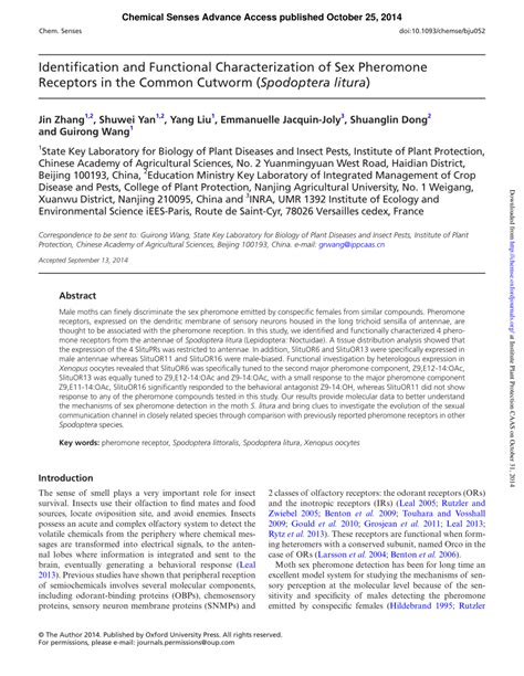 Pdf Identification And Functional Characterization Of Sex Pheromone