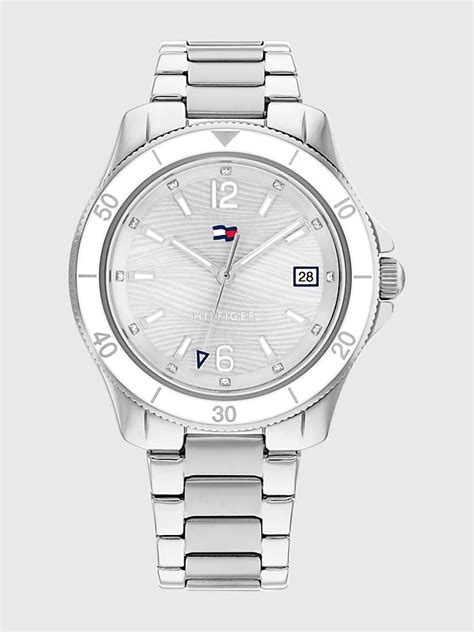 Stainless Steel Silver White Watch Silver Tommy Hilfiger