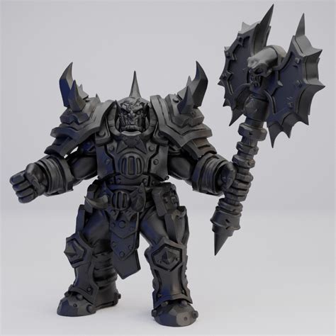 Hot Goblin ウォーフォージドオークD ミニチュア ホットゴブリン 両頭斧と重装鎧