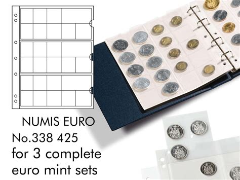 Coin Sheets NUMIS, for 3 Complete Euro-coin sets | Renniks