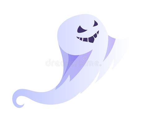 Spooky White Ghost Or Spirit Of Dead Flying Vector Illustration Stock