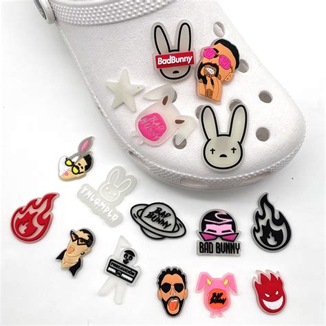 Jibits For Croc Glow In The Dark Cartoon Bad Bunny Fire Shoe Charms