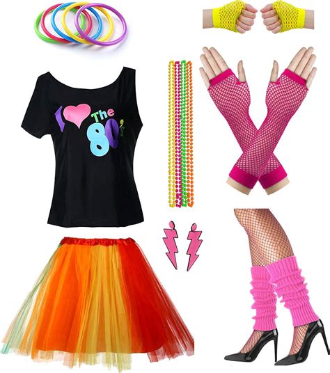 Women I Love The 80s Disco 80s Costume Outfit Accessories Set Uk Fashion