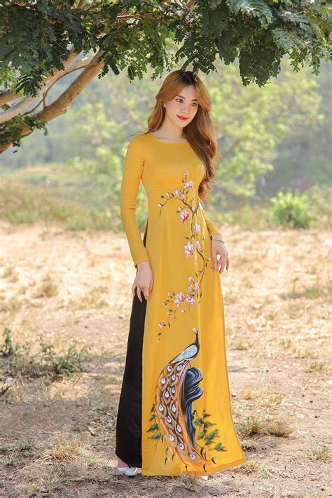 Hand Painted Ao Dai Vietnam High Quality Vietnamese Ao Dai Vietnamese