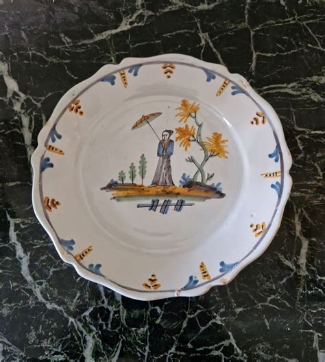 Proantic Assiette En Faience De Nevers Xviii Me S