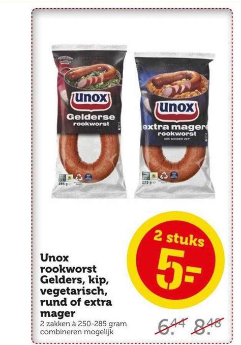 Unox Rookworst Gelders Kip Vegetarisch Rund Of Extra Mager