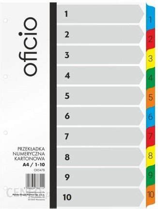 Oficio Przekładki A4 Numeryczne 1 10 Laminowane interjak pl