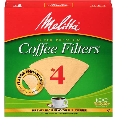 Melitta Natural Brown, #4 Cone Coffee Filters 100 Ct, Perfect for