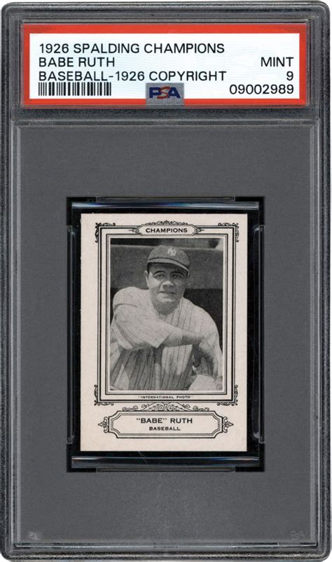 1926 Spalding Champion Babe Ruth 1926 Copyright PSA MINT 9 Pop 1 Of 4 Highest Graded