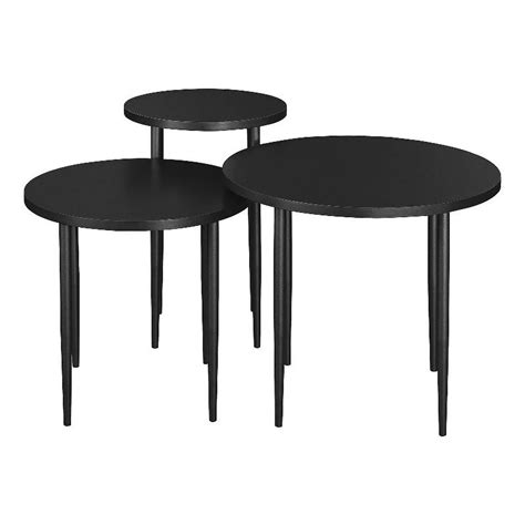 3 Piece Round Nesting Coffee Table Set Black