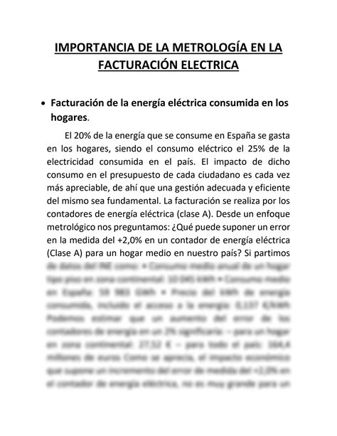 Solution Importancia De La Metrolog A En La Facturaci N Electrica