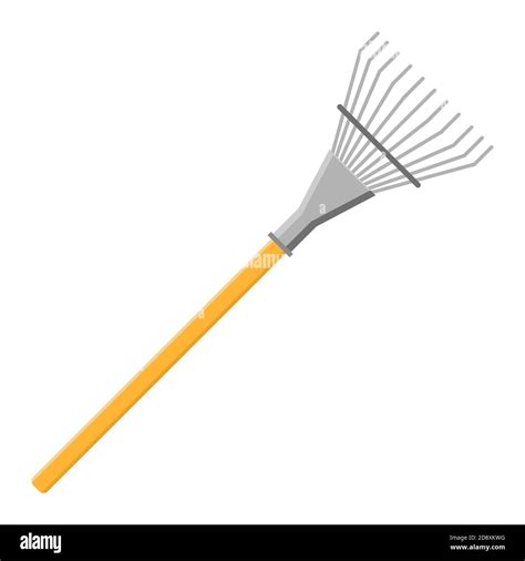 Cartoon Rake Icon Isolated On White Background Gardening Tool Vector