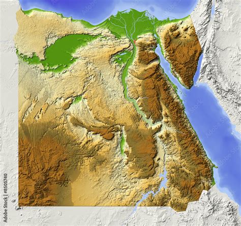 Egypt Relief Map Colored According To Elevation Stock Illustration