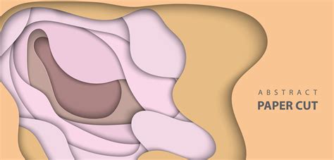 Vector Background With Nude Beige Pastel Color Paper Cut Shapes D Abstract Paper Art Style