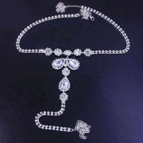 Brave Light Sexy Body Chain White Crystal Thong Underwear Women Bling Belly Waist Chain Bikini