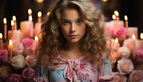 Une Jolie Fille Blonde Tenant Une Bougie Souriant Joyeusement G N R E Par L Intelligence