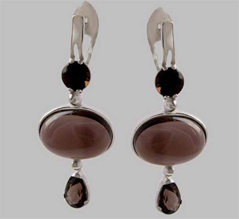 Серьги с раухтопазом