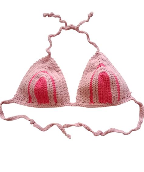 Pink Bikini Crochet Costume Crochet Bikini Triangle Etsy