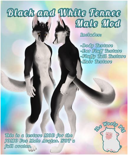 Second Life Marketplace [wp] Black And White Fennec Male Mod Jomo Fox