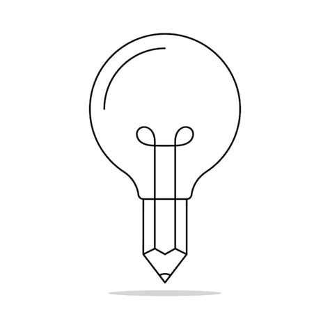 Free Vector Pencil Light Bulb Outline Style