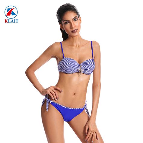 Womens Sexy Padded Push Up Bikini Set Nylon Striped Two Pieces Swimsuit Women Swimsuit And