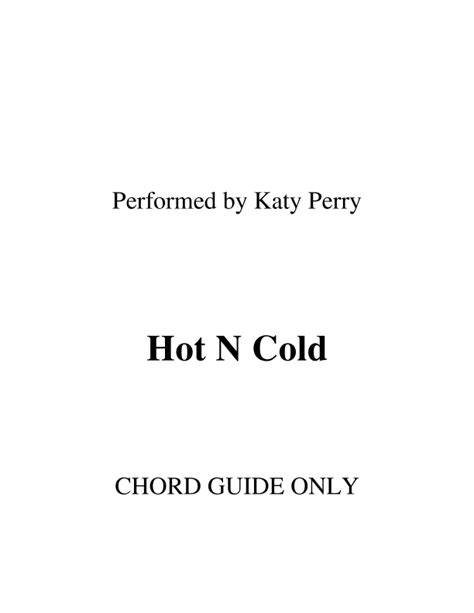 Hot N Cold Arr RWM By Katy Perry Sheet Music For Lead Sheet Fake Book At Sheet Music Direct