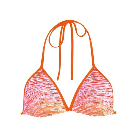 Orange And Red Water Custom Bikini Swimsuit Top Id D